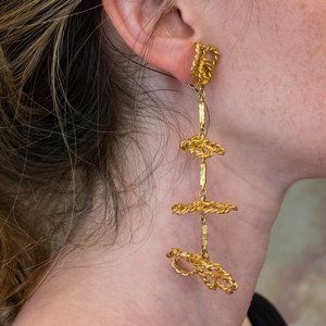 Gold-Tone Costume Jewelry Hanging Earrings (for UNpierced ears)